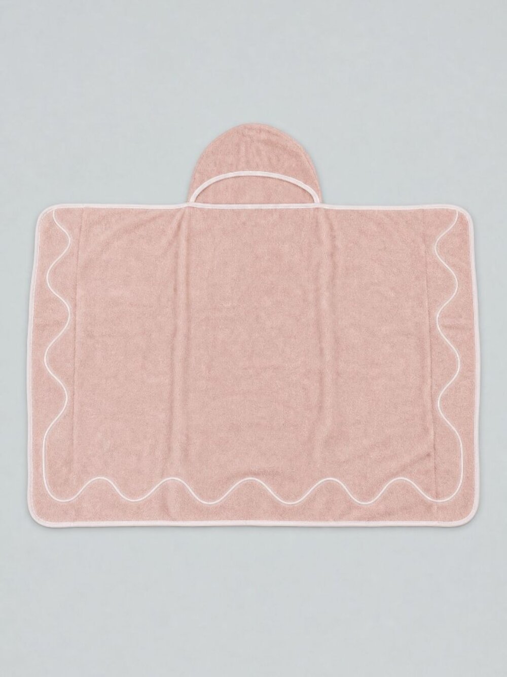 Wavy Embroidered Hooded Towel - Light Pink